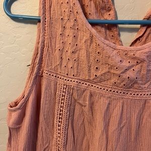 Adorable Bohemian style, sleeveless dress. Rose colored